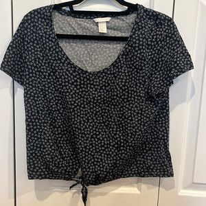 HM navy floral tie shirt